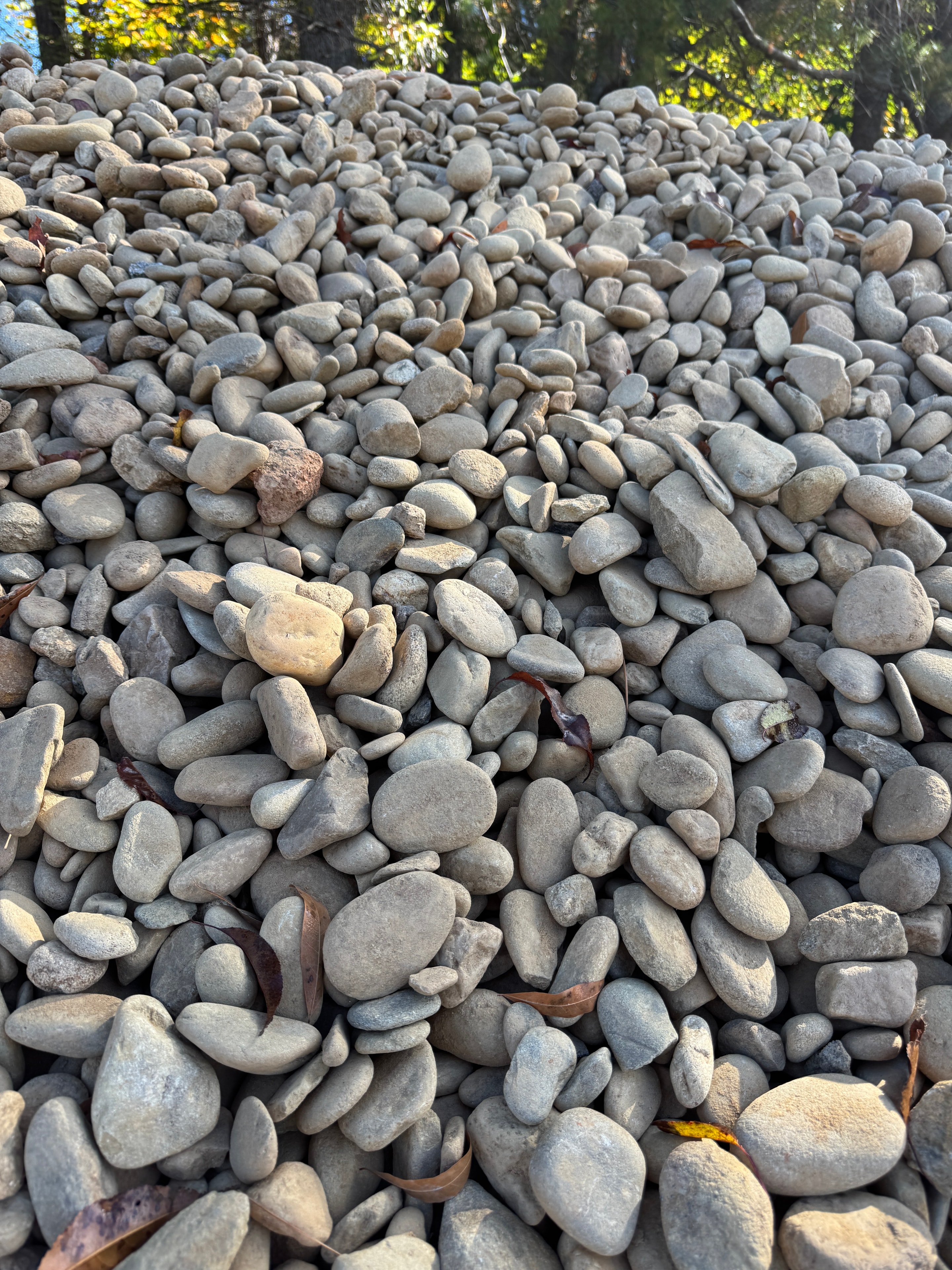 Pile of Cane Creek one-inch crushed rock at the garden center