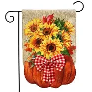 Pumpkin Sunflowers garden flag with sunflowers and pumpkins in fall colors