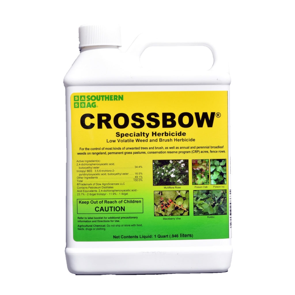 Quart bottle of Crossbow specialty herbicide with black label