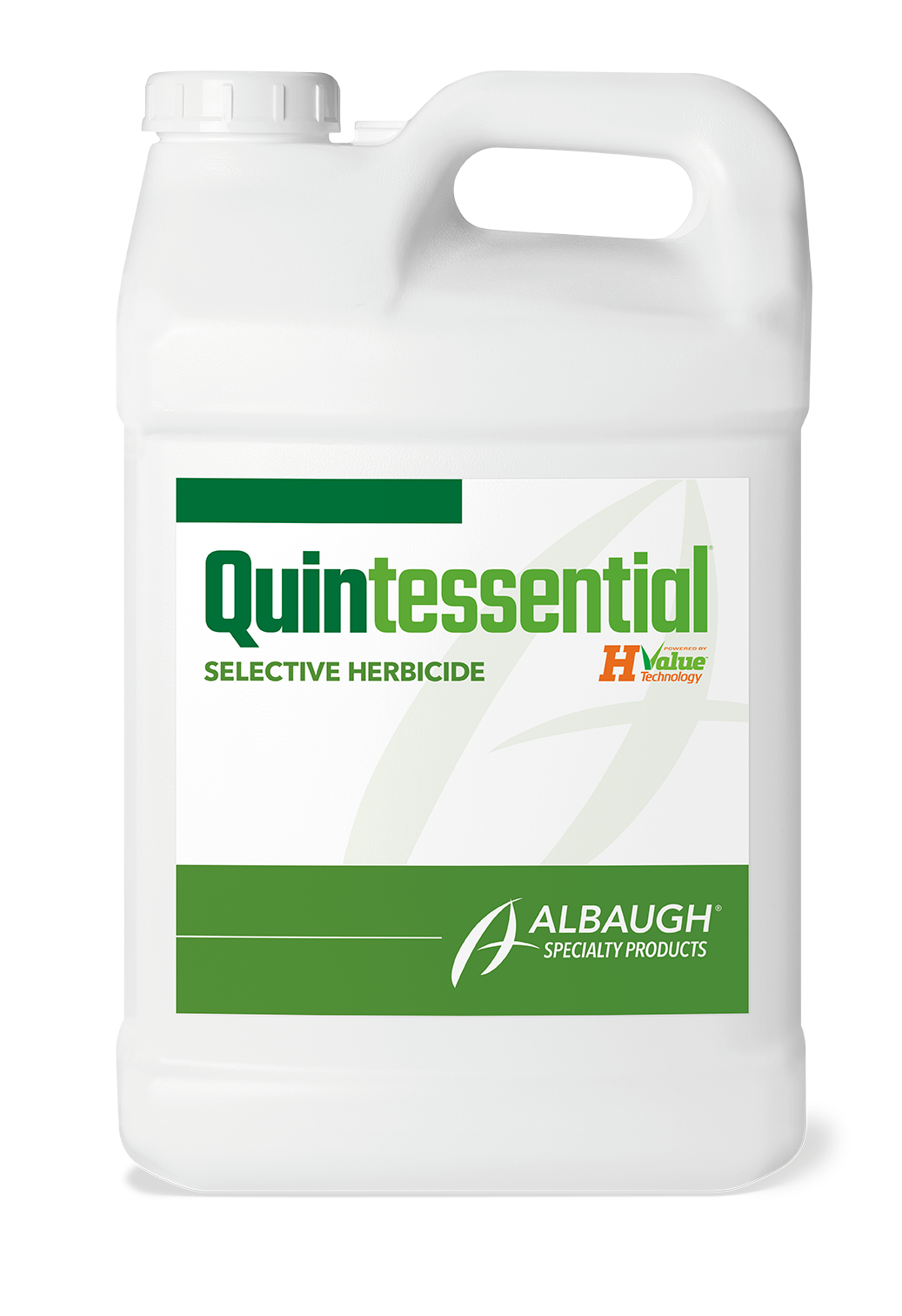White half-gallon jug of Quintessential selective herbicide with green label