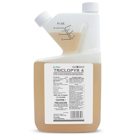 Quart bottle of Triclopyr 4 brush herbicide concentrate with back label shown